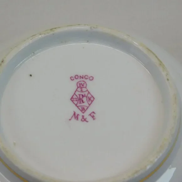 Meigh Forester Congo Fine China White Pink Gold Trim Round Bowl 4 1/8" Antique - Picture 8 of 9